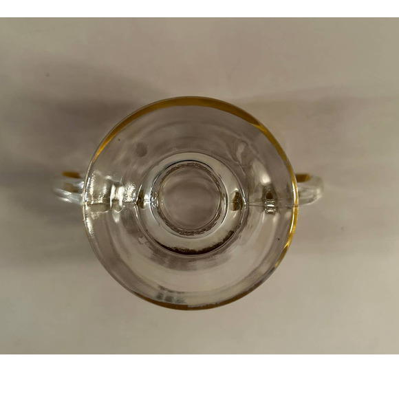 VTG Silver City Glass Co. 22K Gold Floral Overlay Crystal Sugar Bowl & Creamer - Picture 4 of 7